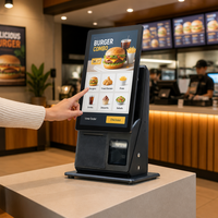Kiosque en libre-service mural, écran tactile Android Windows 15,6 pouces, terminal de point de vente avec imprimante 80 mm et lecteur de codes-barres 2D