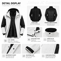 Veste technique 3-en-1 personnalisée avec logo RTS, 75D bi-stretch, imperméable, manteau d'hiver pour homme, doublure en polaire rembourrée, étiquette privée OEM