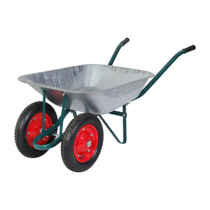 <span class=keywords><strong>Brouette</strong></span> légère et robuste avec plateau en acier galvanisé de 65 L, capacité de charge de 160 kg, 2 roues pneumatiques solides - Product Image 1
