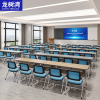 Tables de conférence pliantes avec roulettes, table d'étude pliable avec ensemble de chaises pour adultes, pour bureaux et salles de réunion