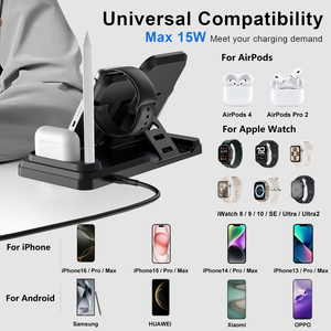 Tkt 4 Trong 1 Thông Minh Có Thể Gập Lại Sạc Không Dây Sạc Không Dây Đứng 15W Nhanh Chóng Sạc Trạm Cho Điện Thoại Thông Minh Tai Nghe Stylus - Product Image 3