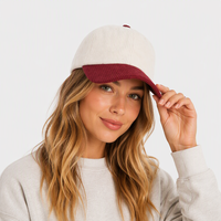 Gorro de Béisbol de Pana de Seis Paneles con Diseño Bicolor, Hebilla Metálica Ajustable y Visera Curva para Hombre y Mujer, Otoño-Invierno