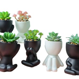 <span class=keywords><strong>Pot</strong></span> <span class=keywords><strong>de</strong></span> fleurs en céramique personnalisé <span class=keywords><strong>de</strong></span> style nordique moderne, planteur créatif noir paresseux avec personnalité, ornement <span class=keywords><strong>de</strong></span> bureau - Product Image 1