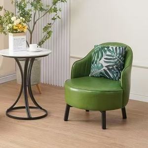 Fauteuil pivotant simple de style américain, nouveau fauteuil en cuir rétro de luxe léger pour salon relaxant, balcon, usage domestique - Product Image 4