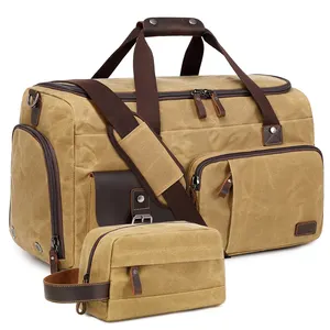 Nerlion - Bolsa de viagem em lona para homens, porta-malas vintage com logotipo personalizado, grande capacidade para sapatos, ideal para viagens ao ar livre e viagens