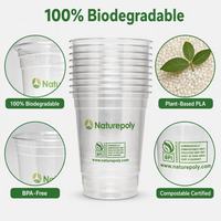 Gobelets à boisson froide en PLA végétal avec couvercles 32oz, compostables, certifiés BPI, transparents, jetables, pour fêtes, vente en gros