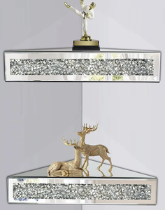 FOSUN-Estante de pared flotante <span class=keywords><strong>con</strong></span> <span class=keywords><strong>espejo</strong></span> de cristales de diamante triturado, marco de fotos <span class=keywords><strong>para</strong></span> Baño - Product Image 3