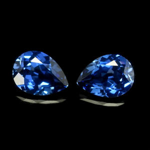 พลอยแซฟไฟร์สีน้ำเงินเพาะเลี้ยงในห้องปฏิบัติการ ทรงลูกแพร์ ชุบทองคำ ขายส่งแบบเม็ดพลอยหลวม สำหรับทำเครื่องประดับ - Product Image 2