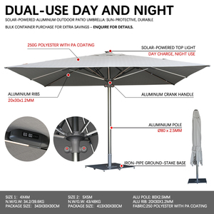 Sombrilla de Patio Plegable Moderna con LED Solar, Impermeable, para Exteriores, <span class=keywords><strong>4x4</strong></span>/5x5m, Estructura de Aluminio, Tela PA, Manivela - Product Image 2