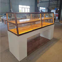 Vitrine à pâtisserie pour croissants avec éclairage LED, dos en verre, robuste, dimensions personnalisables pour boulangerie/cafétéria, usage commercial