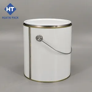 Metal saplı baskılı 4L 1 galonluk kalay kaplama çelik boya kutusu
