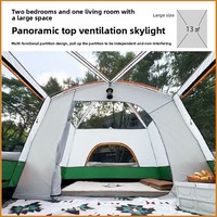 Tente de camping en gros série 096 pour 3 à 12 personnes, ensemble complet extérieur, deux chambres et un salon, tente de parc portable quatre saisons