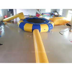 Sino Inflatables工場からの最高の0.9mmPVCターポリンで作られたブロブとログを備えた直径5メートルのインフレータブル水トランポリン