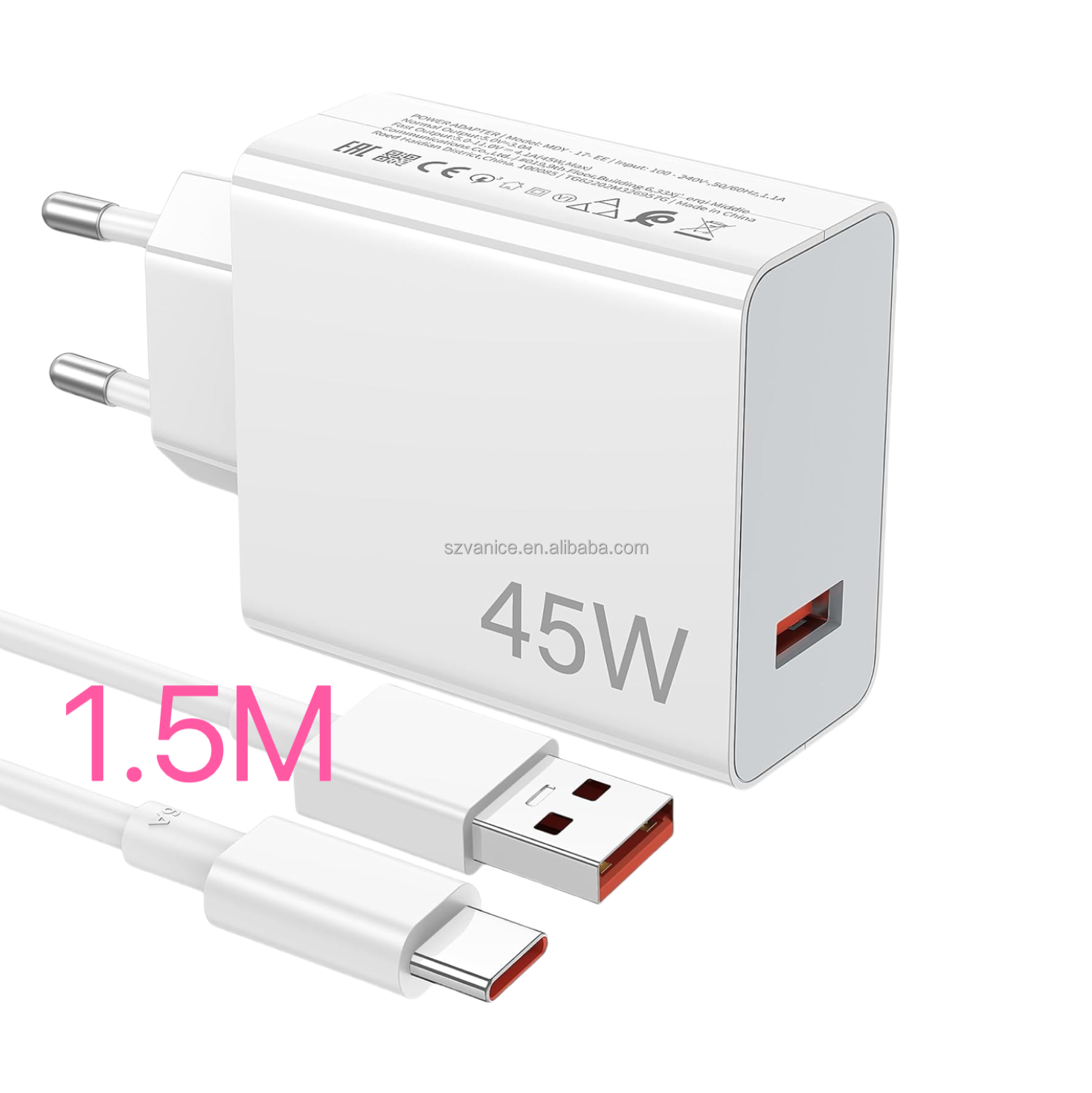 45W Charger+1.5M Cable White