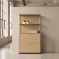 Meuble de rangement modulaire rouge rubis, étagère métallique, bibliothèque pour salon ou bureau, buffet en acier écologique personnalisé