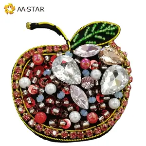 Chất Lượng Cao Của Apple Thiết Kế 3d Handmade Đính Cườm Rhinestone Vá May Trên May Mặc