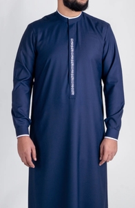Túnica larga hecha a mano con botón musulmán Thobe para <span class=keywords><strong>hombre</strong></span>, caftán árabe, poliéster transpirable antiestático, estilo marroquí, Invierno ODM - Product Image 4
