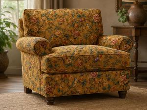 Tela de tapicería con estampado botánico de diseñador, de lujo, con motivos florales y de follaje, por yarda, para sofá y sillón decorativo. - Product Image 3