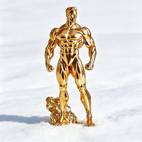 Statue de Culturiste Masculin Doré et Musclé, Sculpture Brillante de Force, Décoration de Bureau, Trophée Cadeau pour les Amateurs de Fitness