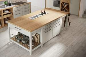 Gabinetes de Cocina Modulares de Madera de Roble para el Hogar, Listos para Armar, Pequeños, Blancos, Modernos, con Puerta Estilo Shaker, Encimera de Mármol Artificial, Fregadero y Bisagras - Product Image 6