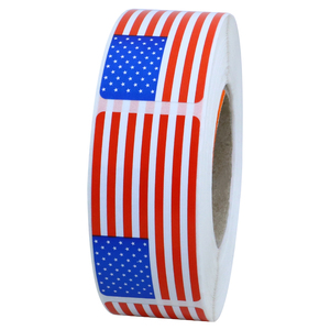 Hybsk América EUA Bandeira Etiquetas Vermelho Branco Azul 1X2 Polegadas Quadrados 500 Adesivos - Product Image 4