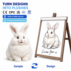 Peluche Personalizzabile a Forma di Coniglio Bianco con Orecchie Corte, Simpatico Cartone Animato, Regalo di Compleanno per Bambini - Product Image 1