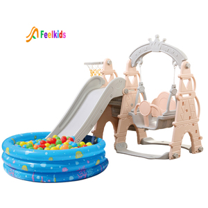 Trẻ Em Sử Dụng Nhựa Màu Hồng Trẻ Em Sân Chơi Trong Nhà Bóng Rổ Hoop <span class=keywords><strong>Ball</strong></span> <span class=keywords><strong>Pool</strong></span> Slides Với Swing Set - Product Image 1