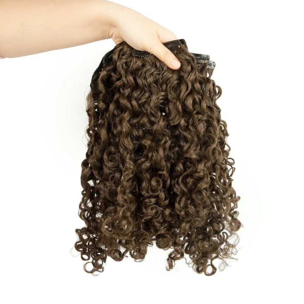 Clipe sem costura em extensões do cabelo encaracolado Atacado Clipe em extensões do cabelo Solto Curly Wave Hair Clips Extensões