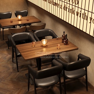 Ensemble de chaises de table à manger vintage en bois massif pour café, gâteau, taverne, magasin de thé au lait, combinaison de chaises de cuisson en bois massif - Product Image 3