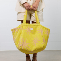 Bolsa de Playa de Gran Capacidad para Mujer, con Cierre Magnético, de Tela de Rizo, Bolsa de Mano de Tela de Toalla de Algodón para Mujer