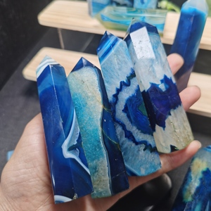 Pietra di Cristallo Naturale all'Ingrosso per Guarigione, Torre a Punta, Sfera di Cristallo di Sardonice Blu per Uso Spirituale - Product Image 6