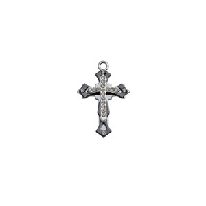 Cross Pendant Alloy Plated With Round Brilliant Cut Diamonds For Jewelry Making <b>DIY</b> Accessories Material <b>Kit</b> - Product Image 5