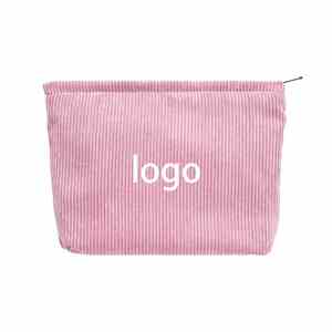 Bolsa de Cosméticos Rosa de Pana Plana Multiusos para Almacenamiento de Artículos de Joyería, Deportes, Viajes, Estudio y Trabajo, Venta al por Mayor - Product Image 1