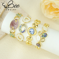 Exquisita Pulsera de Tenis Bohemia de Vidrio Esmaltado, Personalizada, Chapada en Oro de 14k, con Dijes de Cristal y Cadenas Hechas a Mano