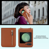 Luxe PU cuir portefeuille fente pour carte couverture arrière Mobile pour Samsung Z Flip 6 fermeture éclair étui Mobile portefeuille pour Samsung Z Flip 5 Flip 4