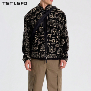 Hợp Thời Trang Thiết Kế Thương Hiệu Jacquard Mùa Đông Ấm Áp Cừu Len Áo Khoác Người Đàn Ông Của Áo Khoác Áo Khoác Lỏng Phù Hợp Jacquard Lamb Áo Khoác Cho Nam Giới - Product Image 3