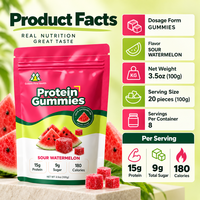Gummies protéinés OEM, protéines de lactosérum, acides aminés essentiels, gummies EAA, créatine monohydrate, sans sucre, collation protéinée de lactosérum