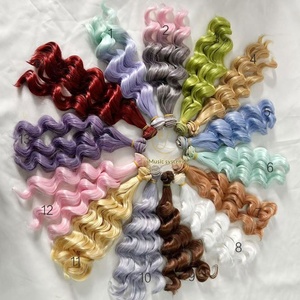 Perruque pour poupée BJD SD, fibre haute température, <span class=keywords><strong>boucles</strong></span> en forme de nouilles, 15 cm, mèche de <span class=keywords><strong>cheveux</strong></span> synthétiques pré-collée pour la fabrication de poupées DIY - Product Image 2