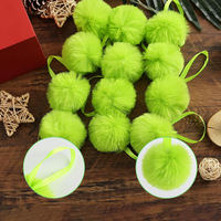 Pompon en peluche vert de 6 cm, boule moelleuse, ornement suspendu pour sapin de Noël, décoration de fête, accessoire de couture pour vêtements, chaussures, chapeaux et artisanat