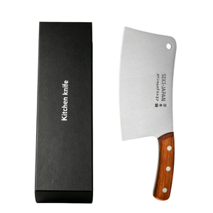 Couteau de boucher robuste en acier inoxydable à haute teneur en carbone avec triple rivet, couteau de boucher japonais naturel, manche en bois, DIY OEM - Product Image 1