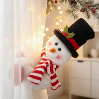 Attache-rideau en coton style Art déco, motif Père Noël et Bonhomme de neige, pour Noël, décoration festive pour la maison, l'hôtel, le centre commercial et les fêtes