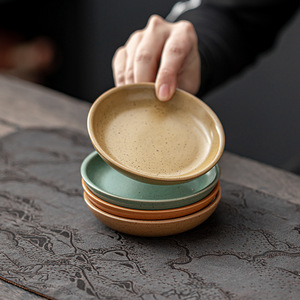 Plat à sauce soja en céramique rond en grès, design minimaliste, passe au lave-vaisselle, assiette à dessert pour fête - Product Image 4