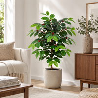 Arbre à café artificiel hyper-réaliste 130 cm, baies de cerise rouges, ignifuge, écologique, résistant aux UV, pour aménagement paysager d'anniversaire