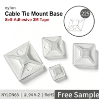 Entretoise en nylon auto-adhésive pour fixation de serre-câbles, Nylon66 UL94 V-2, support de gestion de câbles à base adhésive, isolation PA66, blanc, 12mm-28mm