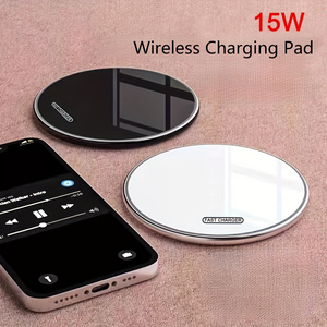 Logo personalizzato 15W caricabatteria Wireless da tavolo portatile per telefoni <span class=keywords><strong>cellulari</strong></span> Smart universale di tipo-C caricabatterie per telefono in acrilico metallizzato - Product Image 4