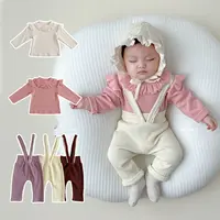 Autumn New Baby Girls Overalls Pants Spring Children Casual Pants Kids Clothing Pure Color Knit Braces Pants