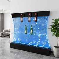 Meuble à vin mobile avec mur de bulles et panneau acrylique lumineux à LED, idéal pour les mariages sur le thème de la vie marine et de la côte