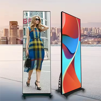 Écran LED mobile ultra-fin sur pied pour affichage publicitaire en magasin et utilisation en ascenseur avec design pliable et Wi-Fi intégré