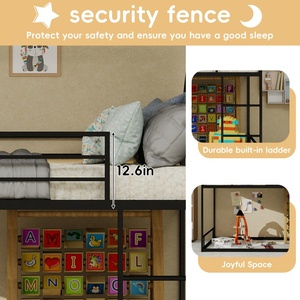 Cama Alta de Metal, Tamaño Individual, Color Blanco, Moderna, con Estructura de Acero Resistente para Dormitorio Infantil o Sala de Juegos - Product Image 4