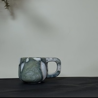 SAIDKOCC Tasse à café en marbre naturel personnalisée 14x8cm, objet décoratif de table, ornement d'art pour café, maison, décoration d'Halloween, poli